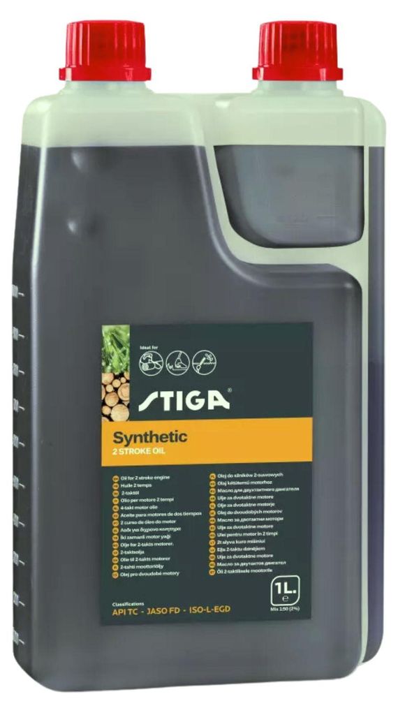 Olio sintetico STIGA per 2 tempi da 1 litro con dosatore Immagine del prodotto 