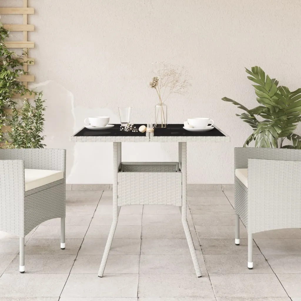 Tavolo da giardino con piano in vetro Bianco 80x80x75 cm Poly Rattan - Tavoli da giardino Mobili2025 CHY1551591 1pacco - 3