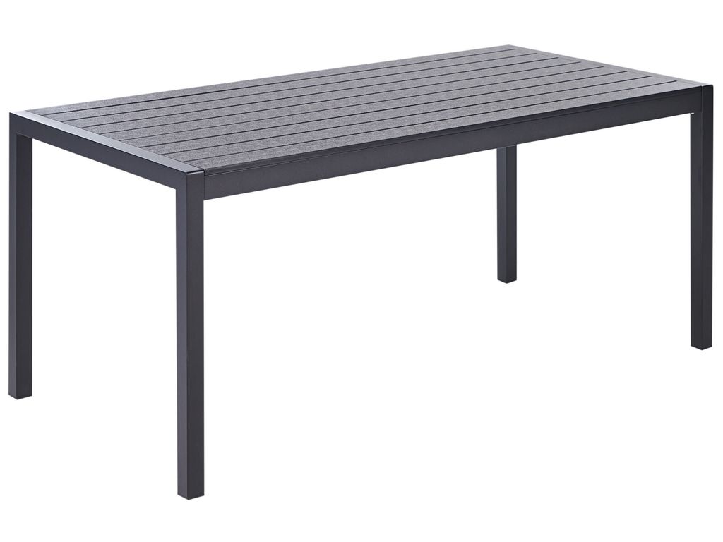 BELIANI Gartentisch Schwarz Kunstholz und Aluminium für 6 Personen 180x90 cm Rechteckig Modernes Design Outdoor Terrasse Garten Ausstattung Möbel