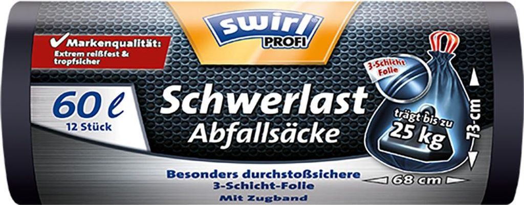swirl Profi těžký pytel na odpad, černý, 60 litrů Obrázek produktu 