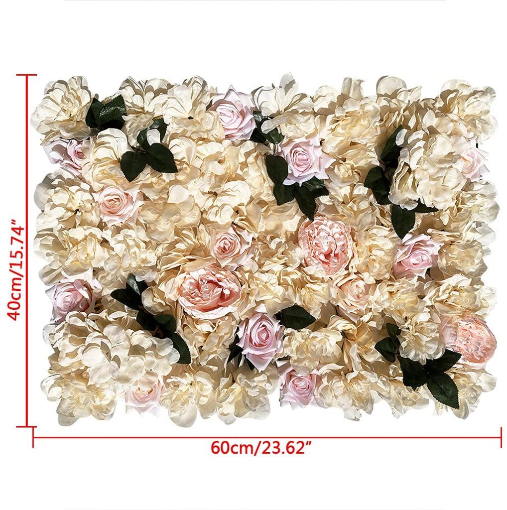 12 Stück Künstliche Blumenwand Hochzeit Hintergrund Deko Rosenwand DIY 40x60cm 
