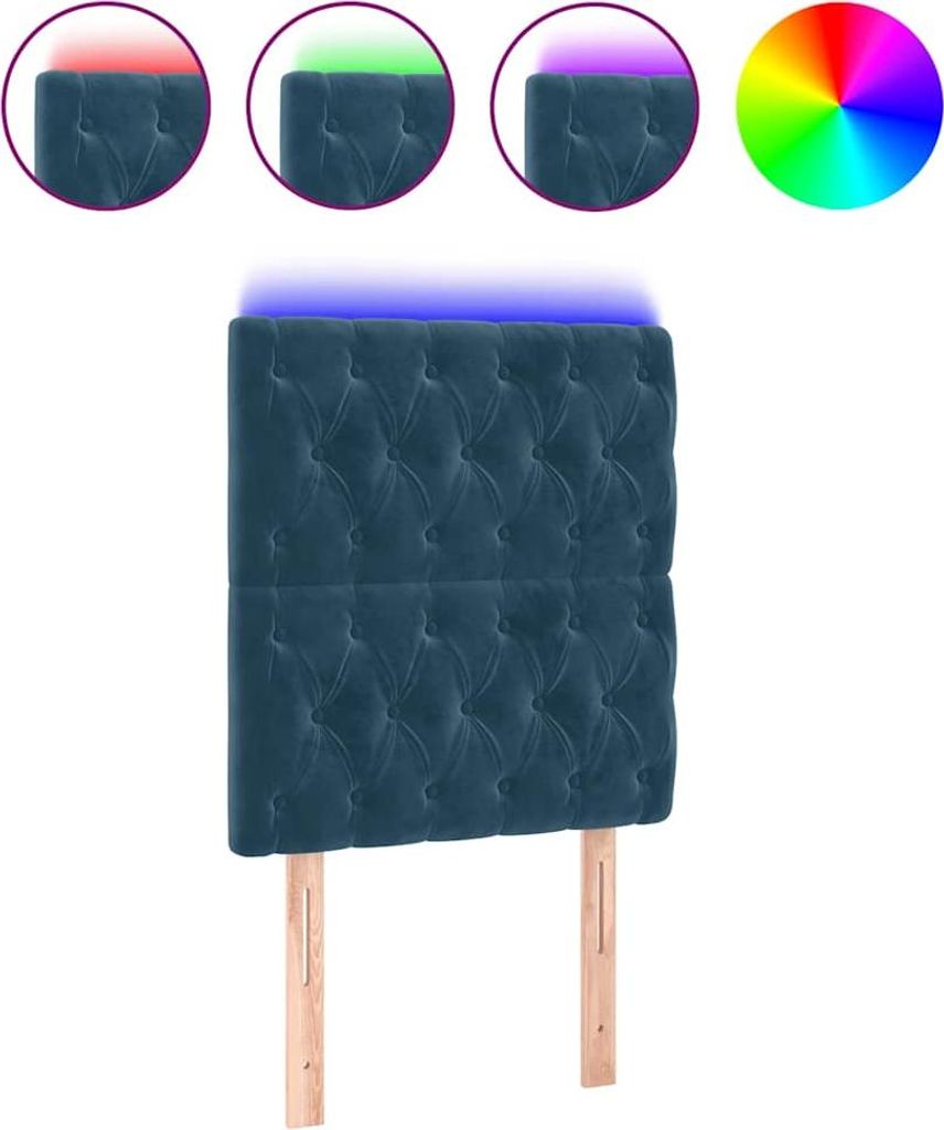 vidaXL LED Kopfteil Dunkelblau 80x7x118/128 cm Samt