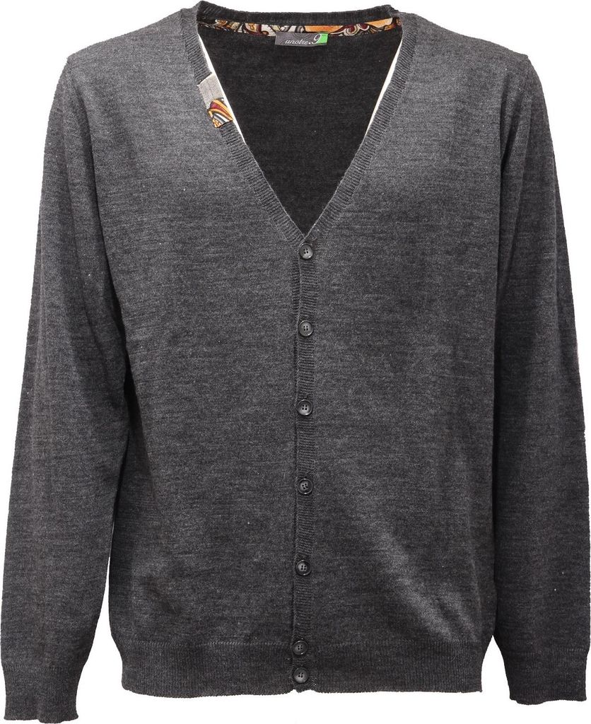 9513AF cardigan uomo UNOTRE.9 dark grey melange wool blend sweater men