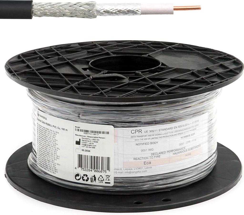 RG58 100m Koaxialkabel — 50 Ohm antennenkabel für SMA BNC TNC PL259 UHF FME N Stecker — 5mm coax kabel verlängerung — CB funk HAM radio WLA...