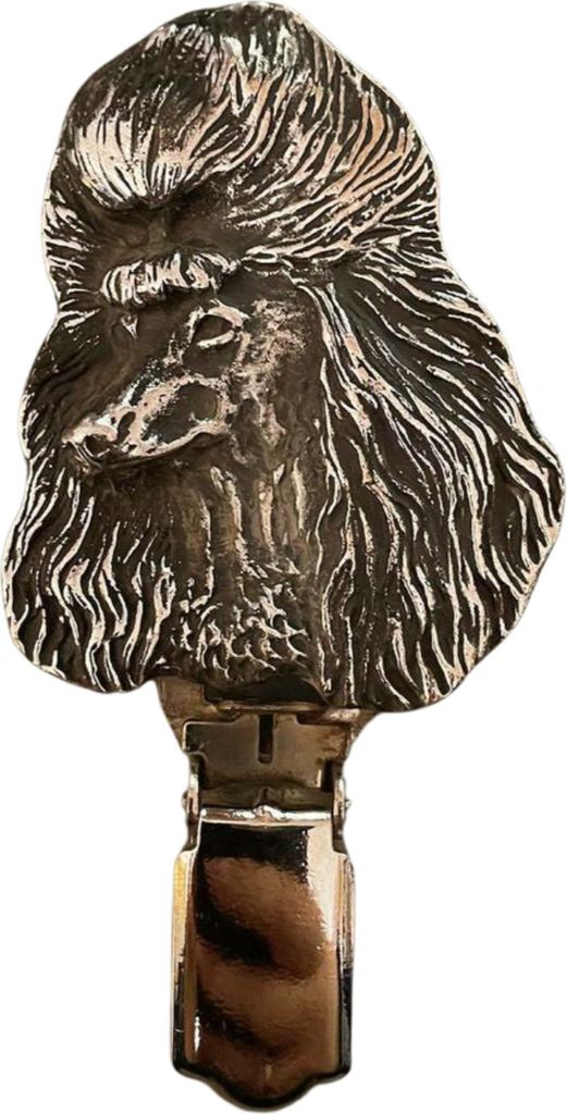 Pudel - Brosche mit Clip, Startnummernhalter, versilberte Anstecknadel für Hundeausstellungen der Marke Art-Dog