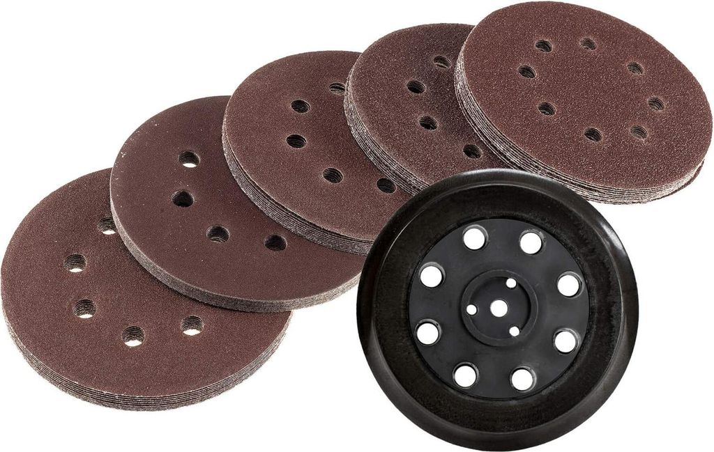 Klett Schleifscheiben Sortiment 50 Blatt 125mm + Schleifpapierteller für Bosch PEX Skil