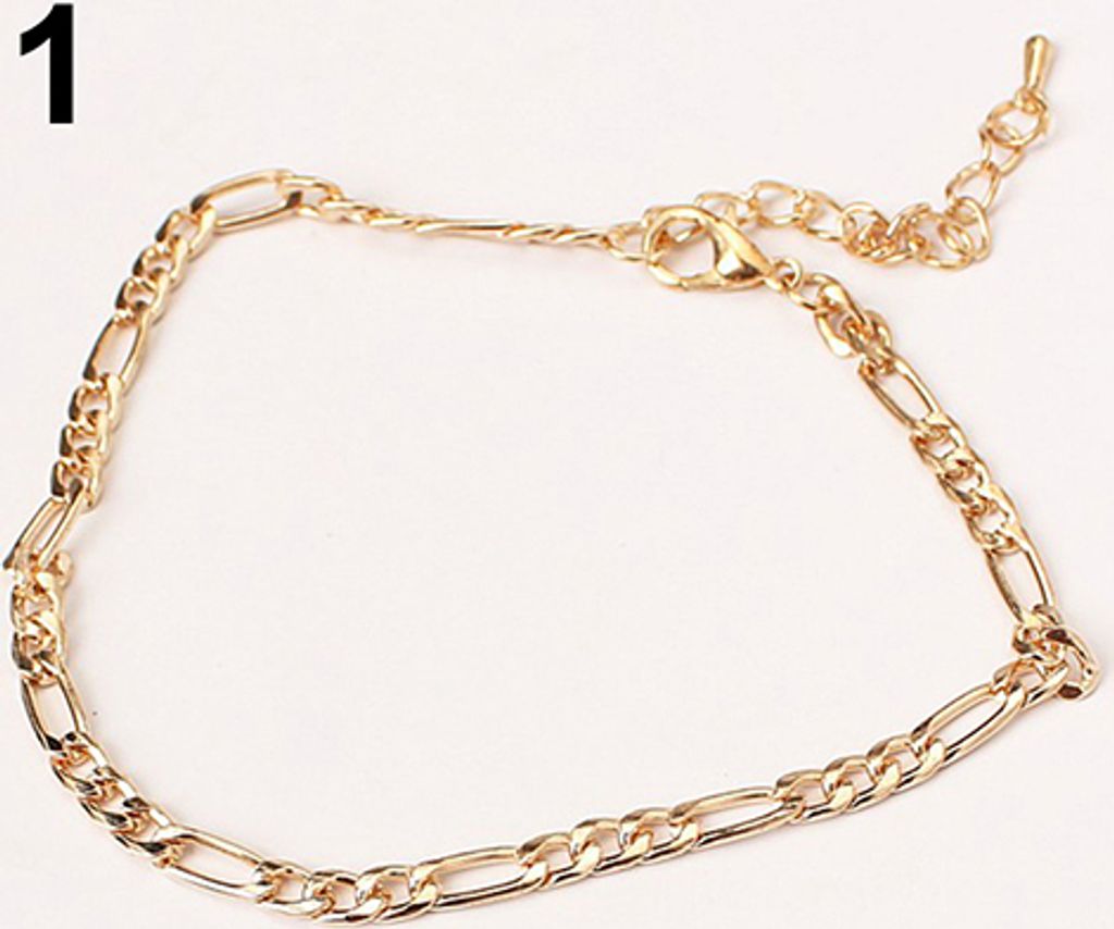 1 Stück Damenmode Einfache Gliederkette Knöchelarmband Fußkettchen Strand Fußschmuck-Gold