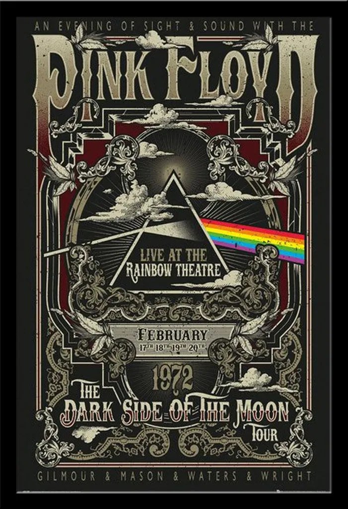 Déco murale Pink Floyd Rainbow Theatre cadre Shinsuke noir pour salon