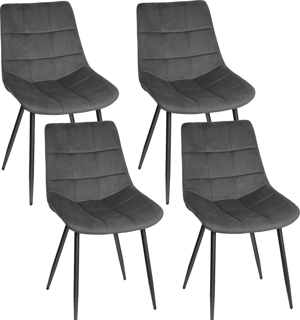 Esszimmerstühle samt Stuhl 4er Set,Wohnzimmerstuhl mit Samtbezug ,Metallbeine,bis 120 kg belastbar, Dunkelgrau