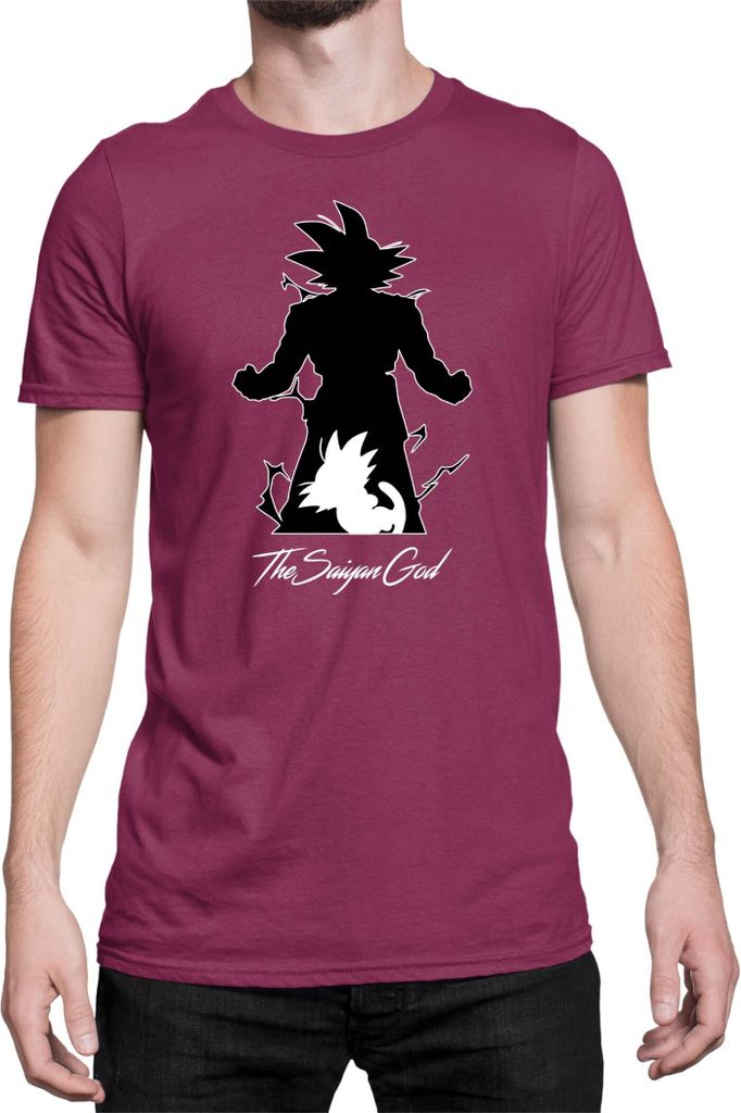 Herren T-Shirt Dragon Anime Manga Ball Z Goku 36, Man L / Burgundy