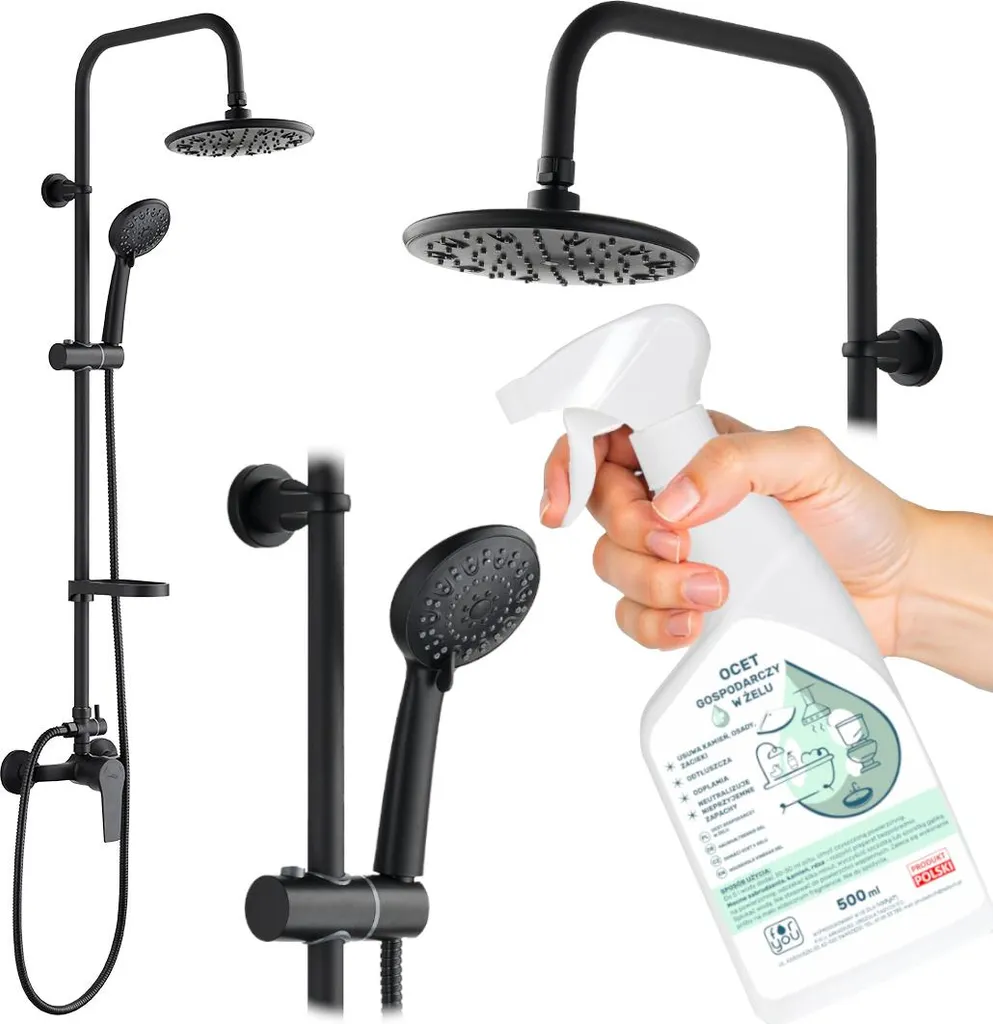 SET DOCCIA ENNA con rubinetto nero + aceto domestico