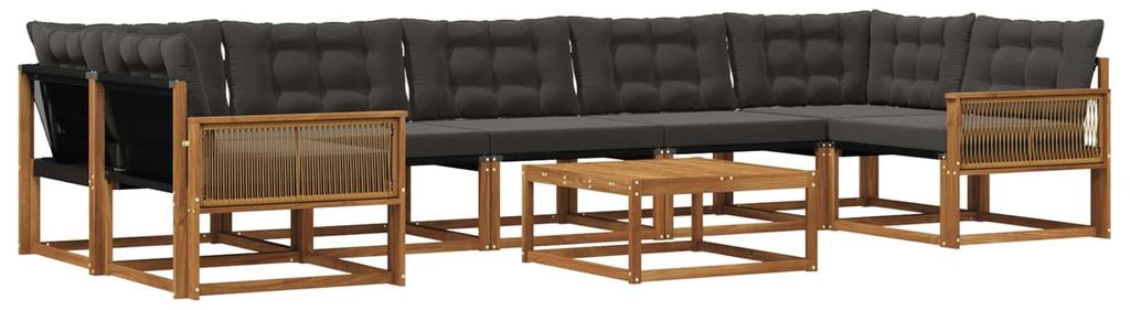 vidaXL Outdoor-Sofagarnitur mit Kissen 8 pcs Natürlich und Schwarz