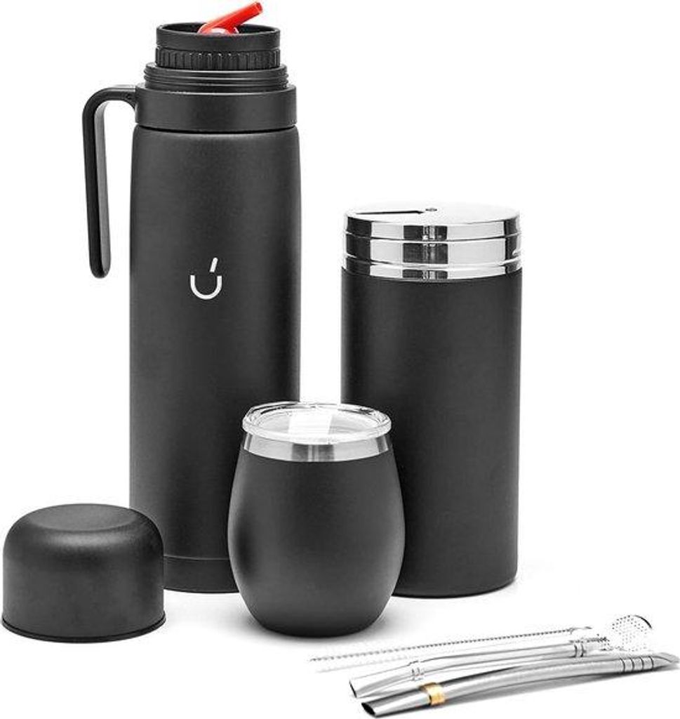 Yerba Mate Thermoskan - 304 18/8 Stahl (Schwarz)