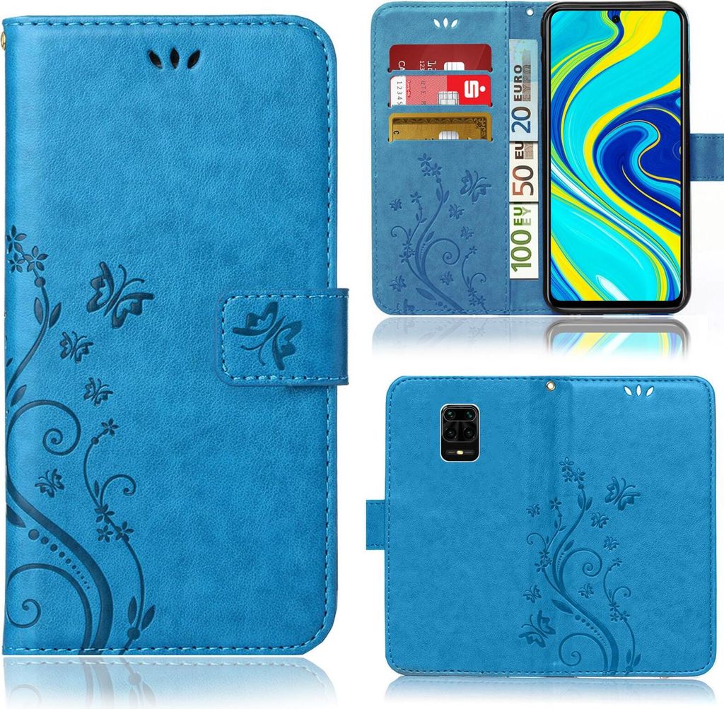Handy Tasche für Xiaomi Redmi Note 9s / Redmi Note 9 Pro Schutz Hülle Handyhülle mit Blumenmuster Klapp Hülle mit Standfunktion und Kartenfäch...