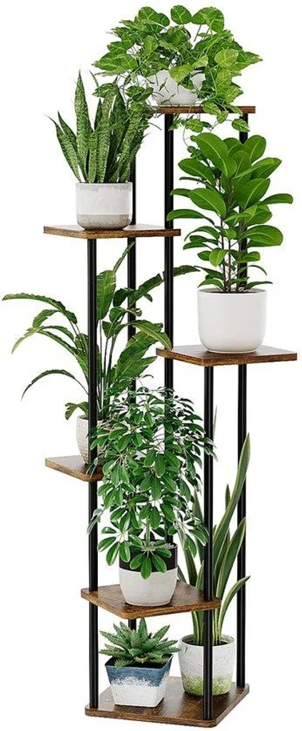 Décoration de balcon et chambre : Support plantes métal marron chic