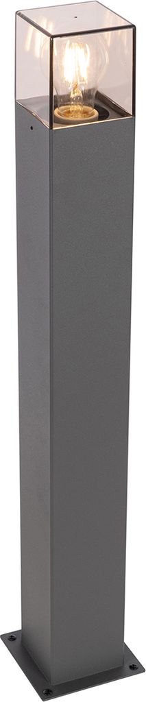 QAZQA - Moderne stehende Außenleuchte I Sockelleuchte 70 cm dunkelgrau IP44 - Dänemark I Außenbeleuchtung - Aluminium Rechteckig - LED geeignet E27
