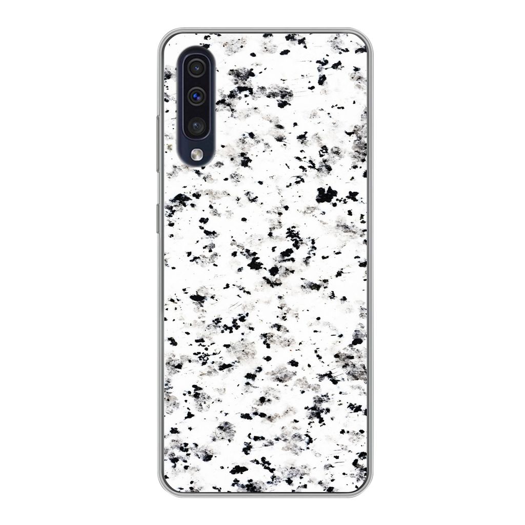 MuchoWow Handyhülle Schutzhülle Hülle für Samsung Galaxy A30s Marmor - Punkte - Weiß Silikon Softcase Handy Hülle - Karteninhaber