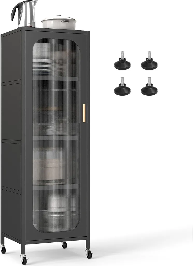 Armoire de Rangement Mobile en Métal avec Étagères et Porte Design