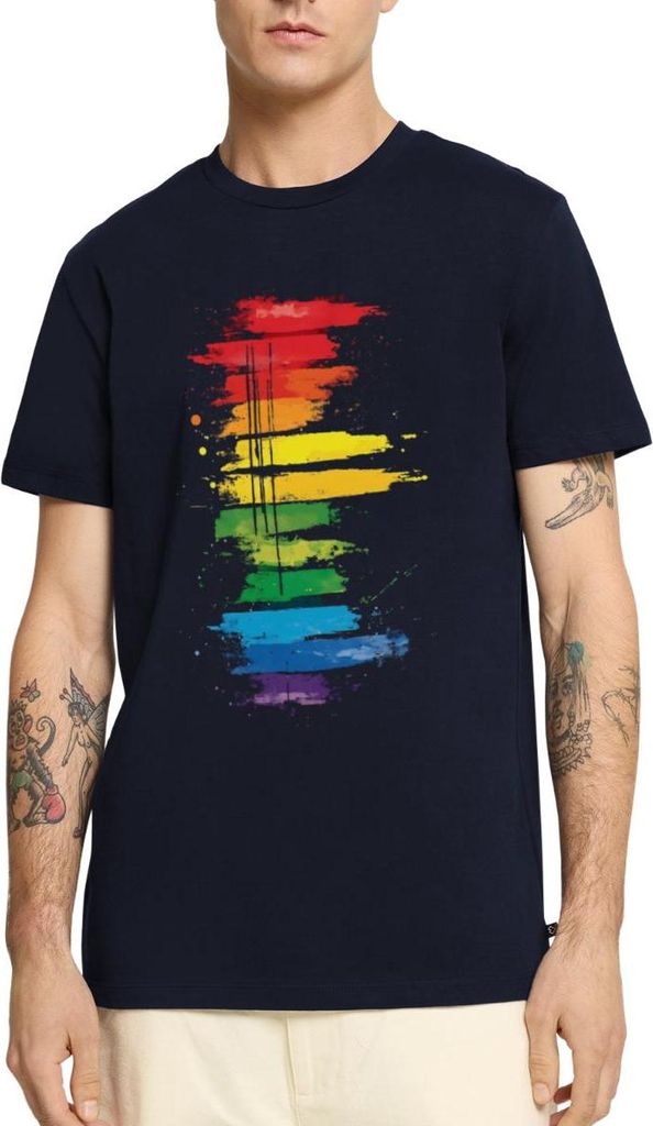Spreadshirt Pride Flagge Regenbogen Statement Männer Premium T-Shirt, XXL, Navy