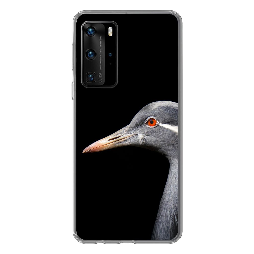 MuchoWow Handyhülle Schutzhülle Hülle für Huawei P40 Pro Kraniche auf schwarzem Hintergrund Silikon Softcase Handy Hülle