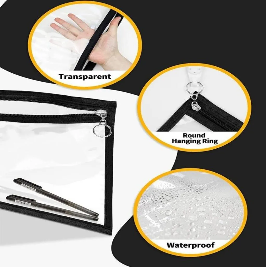 INF Set 3 Buste PVC Trasparente 19x29cm con Bordo Nero Rinforzato M - 4