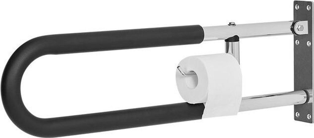 Klappbarer Toilettensicherheitsgriff 30 in 300 lbs Tragkraft mit Papierhalter