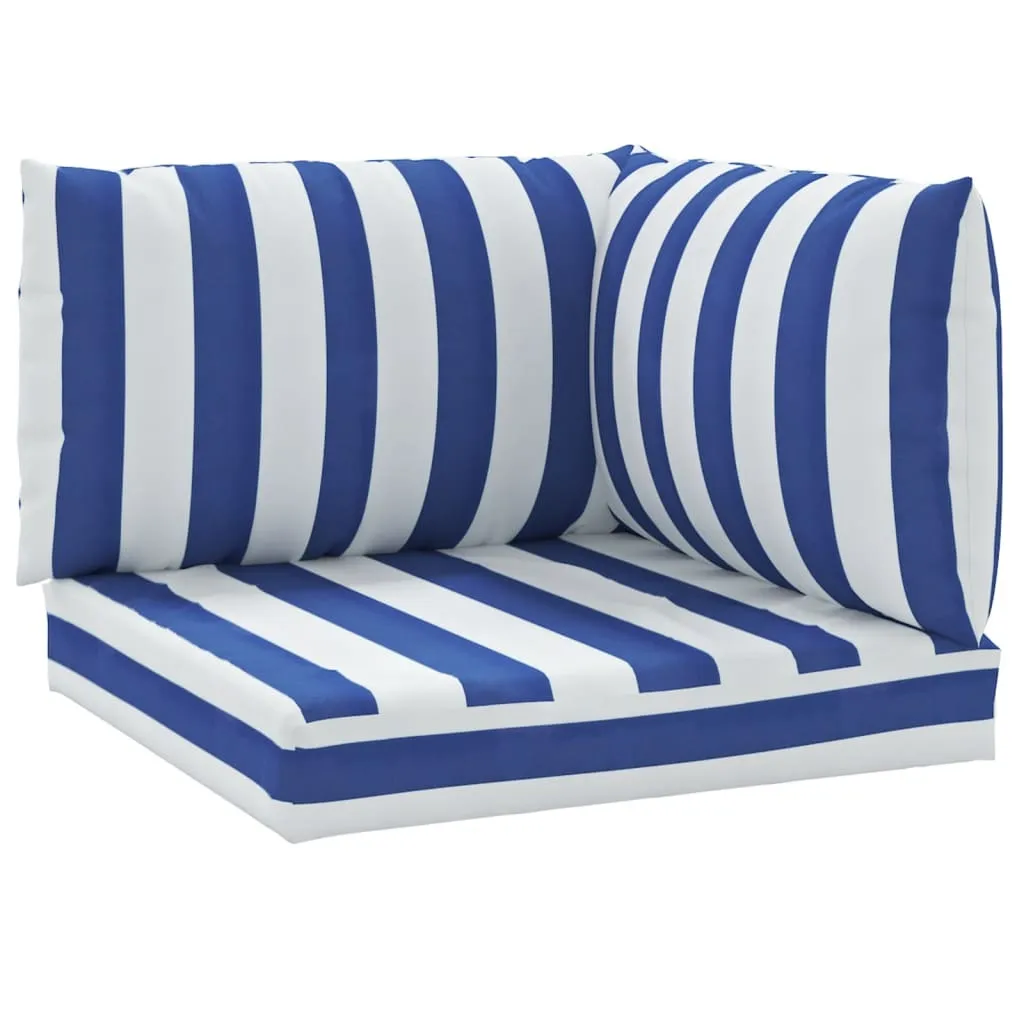 Coussin palette déperlant 3 pcs en tissu Oxford rayé bleu résistant