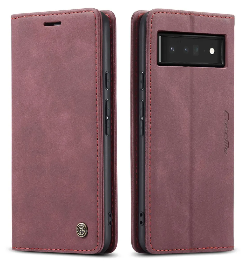 Offerta Custodia Google Pixel 6 Pro Rosso - Cover Retrò Stand Imperdibile