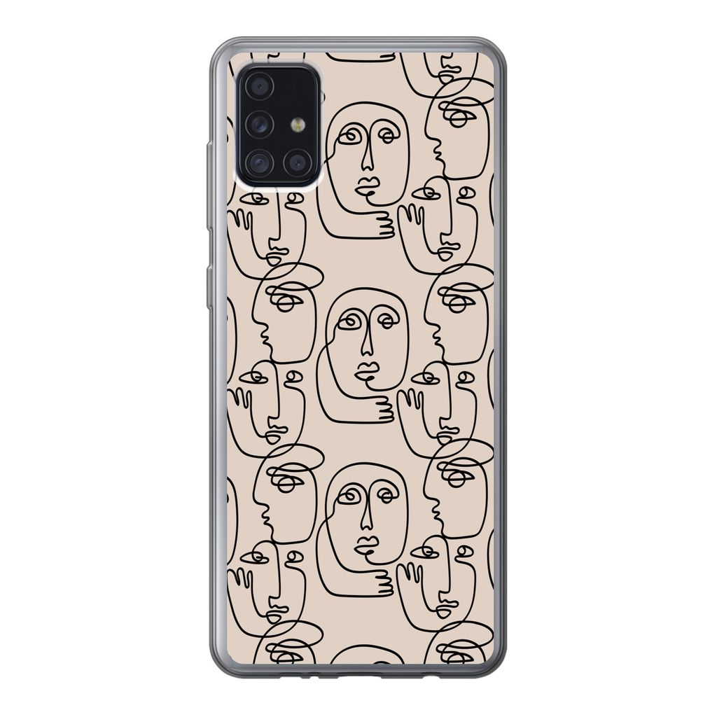 MuchoWow Handyhülle Schutzhülle Hülle für Samsung Galaxy A52 5G Muster - Kopf - Strichzeichnung Silikon Softcase Handy Hülle - Umschlag
