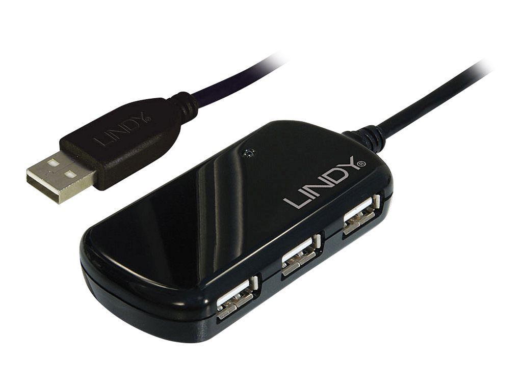 Lindy USB 2.0 Pro 4-Port Hub, 480 Mbit/Sek, 8 m, USB 2.0/1.1, Win ME, 2000, XP, Vista Mac OS Linux, 1x USB-A M, 4x USB-A FM