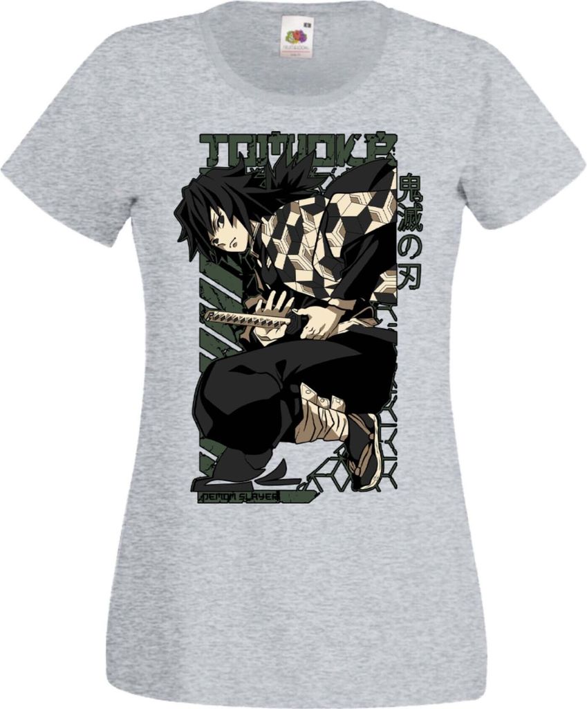 Damen T-Shirt Manga Anime Demon Anime Slayer Tomioka Gyuu Tomioka Hashira, Lady M / Grau
