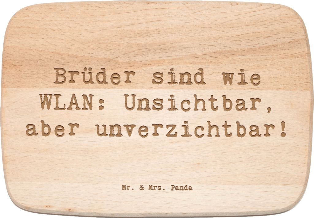 Mr. & Mrs. Panda Schneidebrett Spruch Bruder WLAN - Transparent - Geschenk, Kleiner, Geburtstage, Frühstücksbrettchen, Großer, handgemacht, Holz...