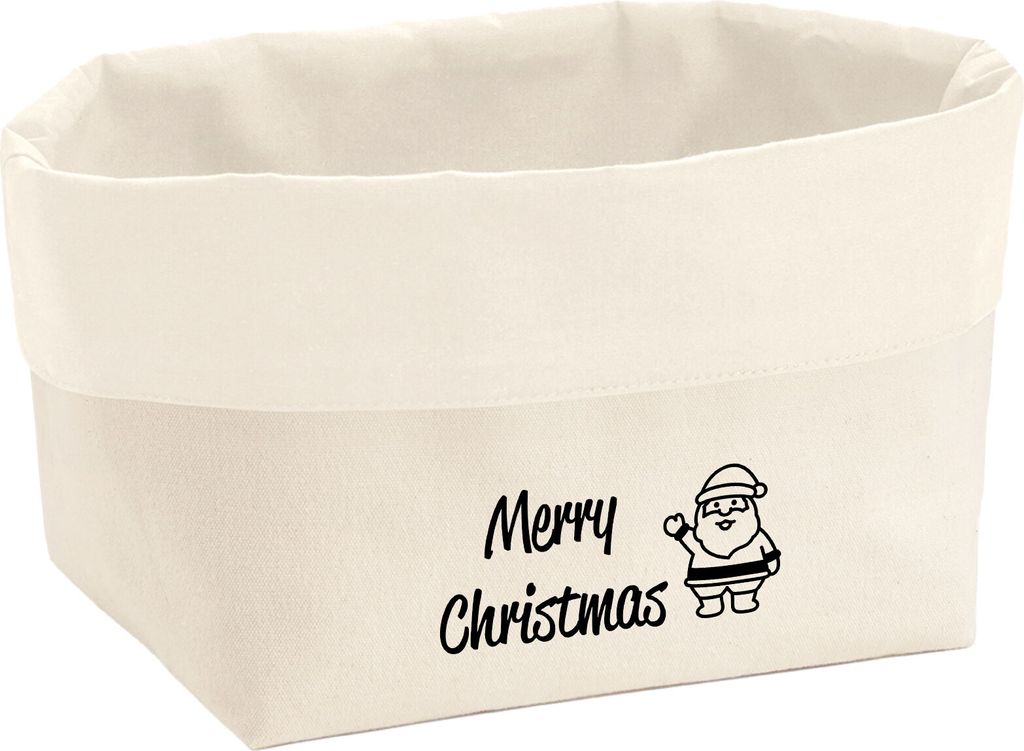 Huuraa Organizer Merry Christmas Weihnachtsmann 3 Liter Medium Canvas Baumwolle Utensilo Geschenkidee
