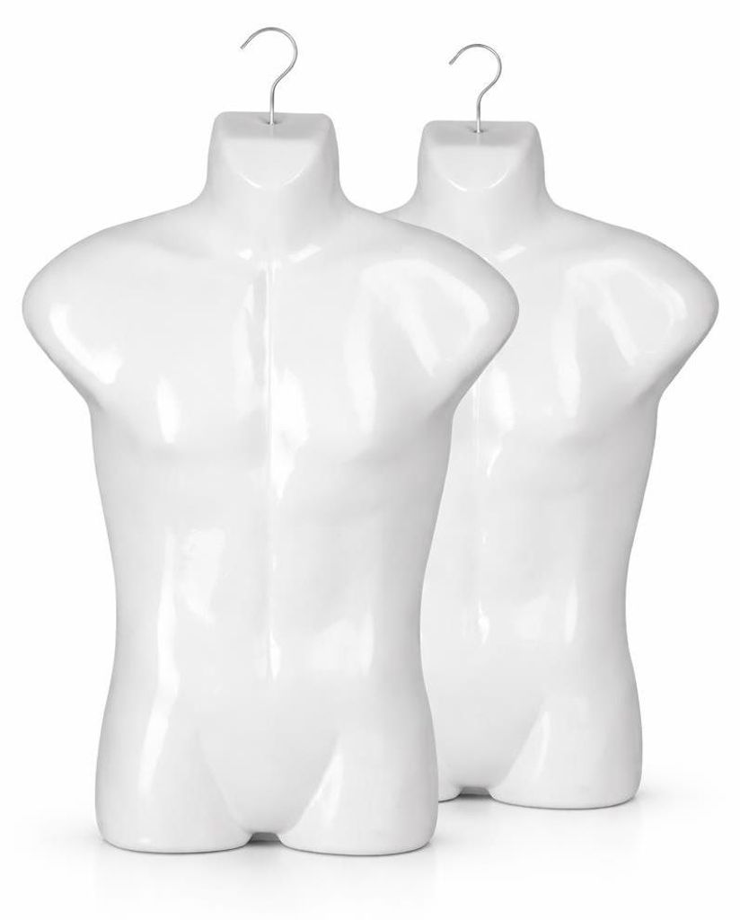 2 Stück Herrentorso 78 cm Weiß – Torso männlich Kunststoff Produktbild 