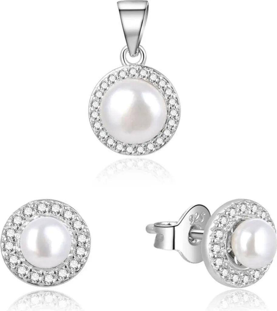 Ensemble bijoux en argent avec perles naturelles : parure complète AGSET278