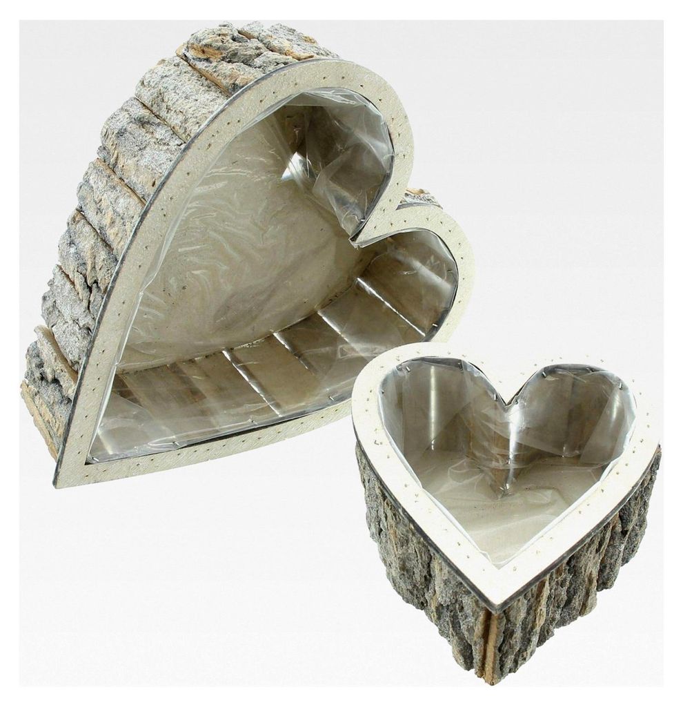 Pflanzkorb in Herzform, Pflanztopf im 2er Set 18 x 20 x 9 cm, 26 x 31 x 11 cm