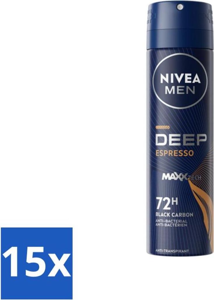 NIVEA MEN - Deodorant Spray - Deep Espresso - 150 ml - Vorteilspack - 15 Stücke