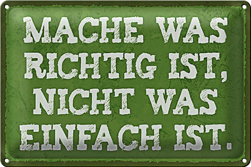 Blechschild Spruch 40x30cm mache was richtig nicht einfach