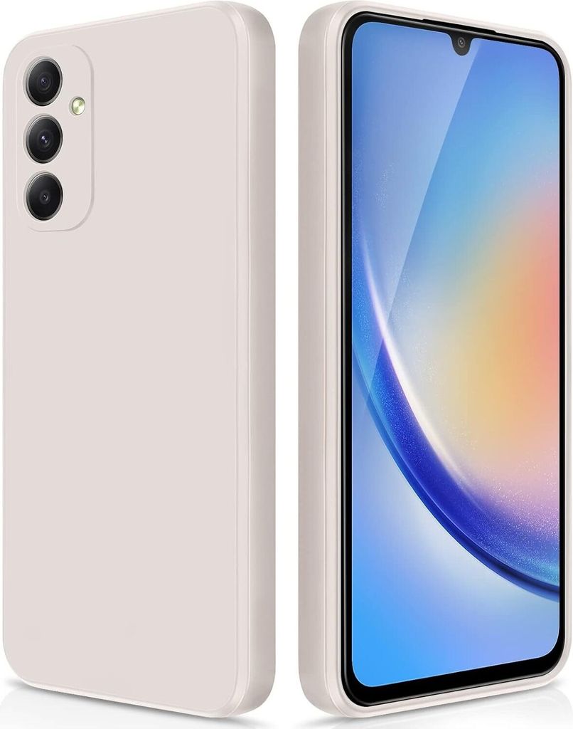 Silikon Hülle für Samsung Galaxy A34 Flüssigsilikon Dünn Gel Gummi Matt Kratzfeste Schutzhülle Weiß