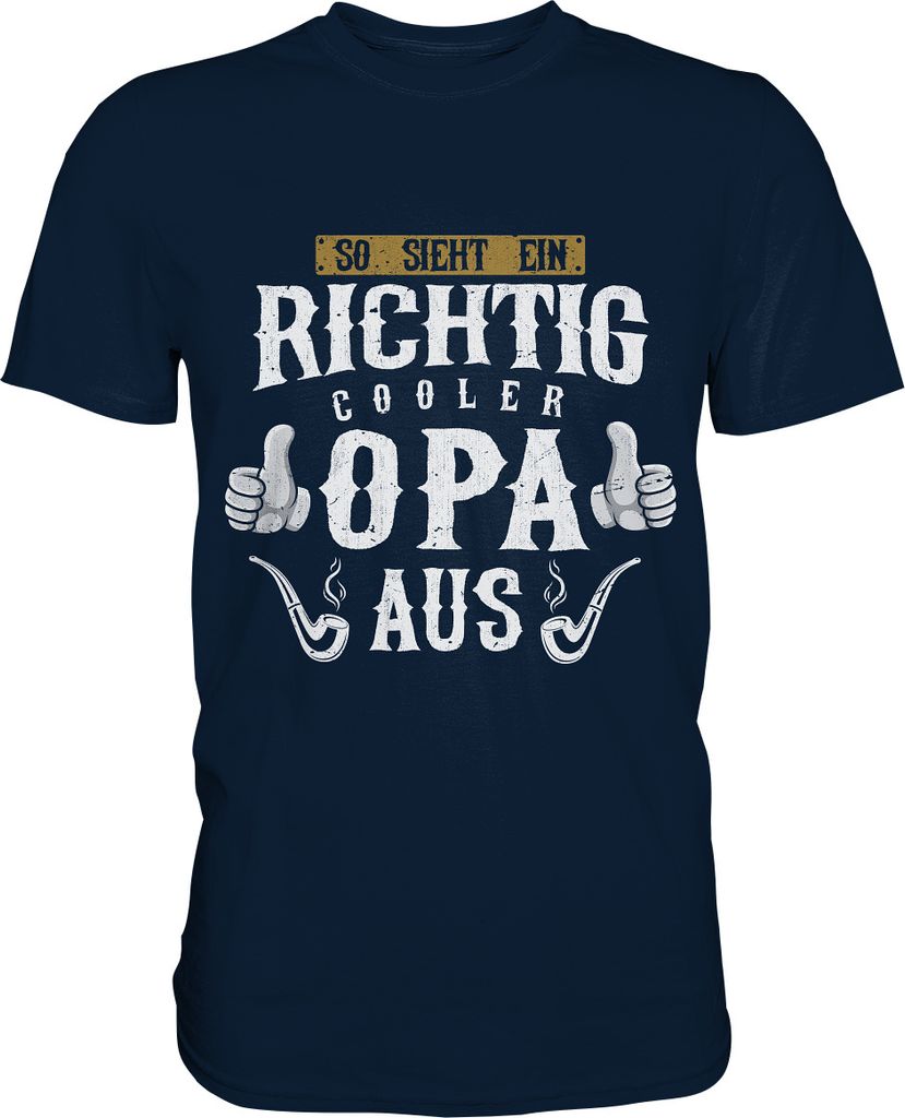 Richtig cooler Opa Herren Premium T-Shirt – Navy / M Produktbild 