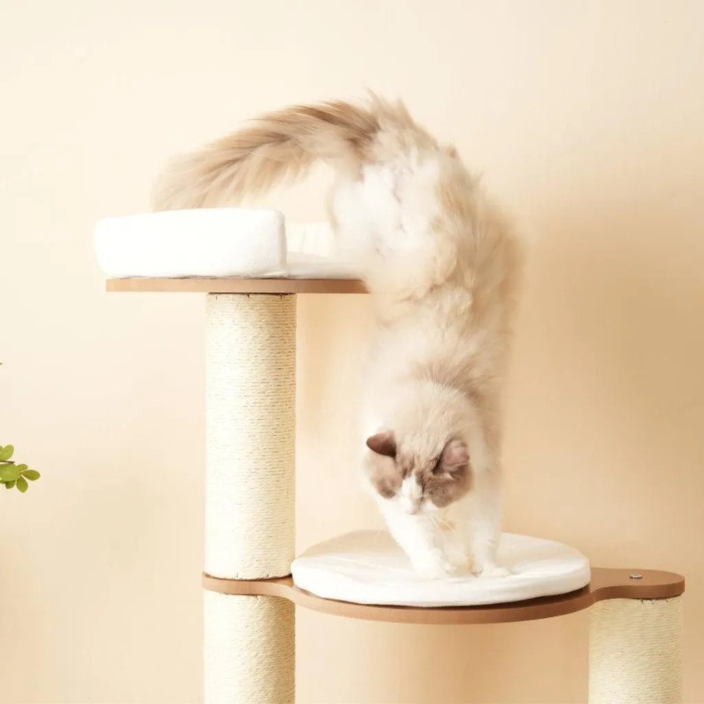 Tour à griffer pour chat avec cachette et plateformes imperméables - 5