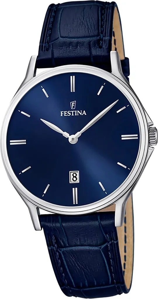 Montre Classique Homme Festina F16745/3 Bracelet Cuir et Cadran Bleu
