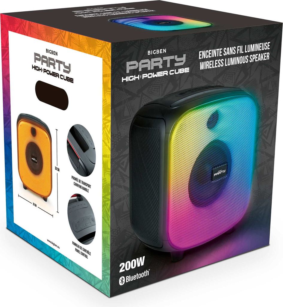 Bigben Bluetooth portabler Lautsprecher Party Cube Disco Produktbild 