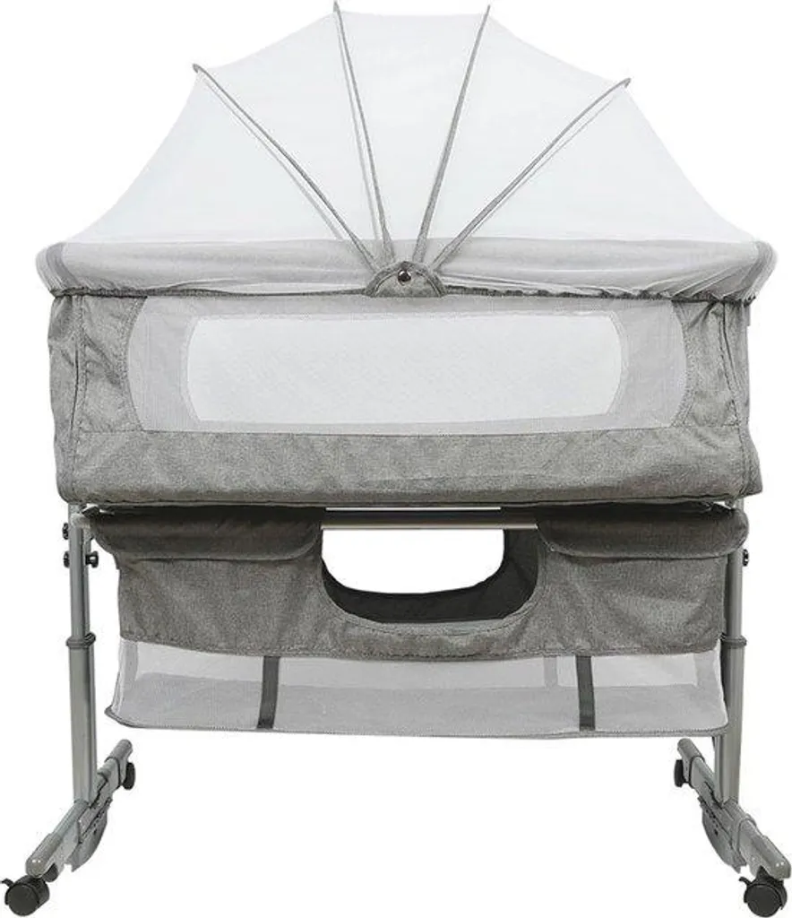 Lit bébé à hauteur réglable et mode balancelle Gris - Confort 0-6 mois