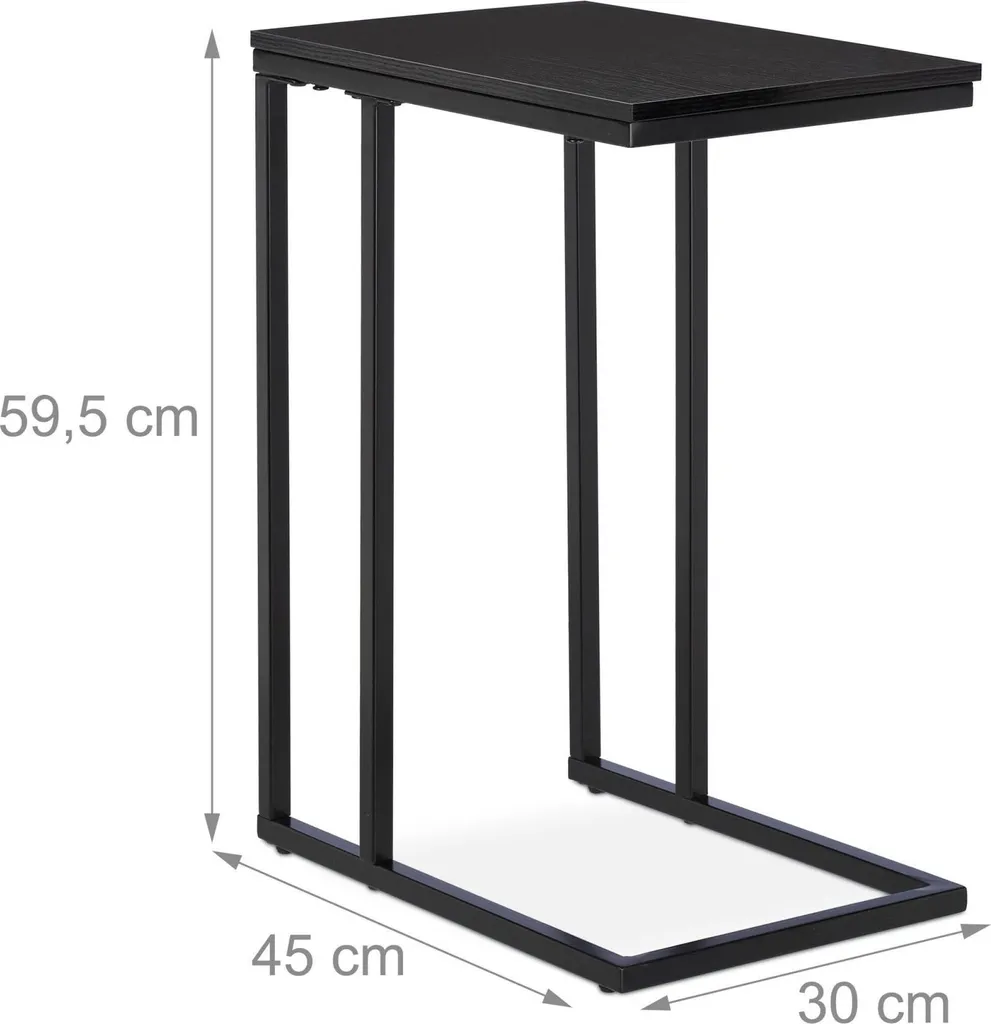 Table d'appoint noire en métal design industriel bout de canapé chic - 6