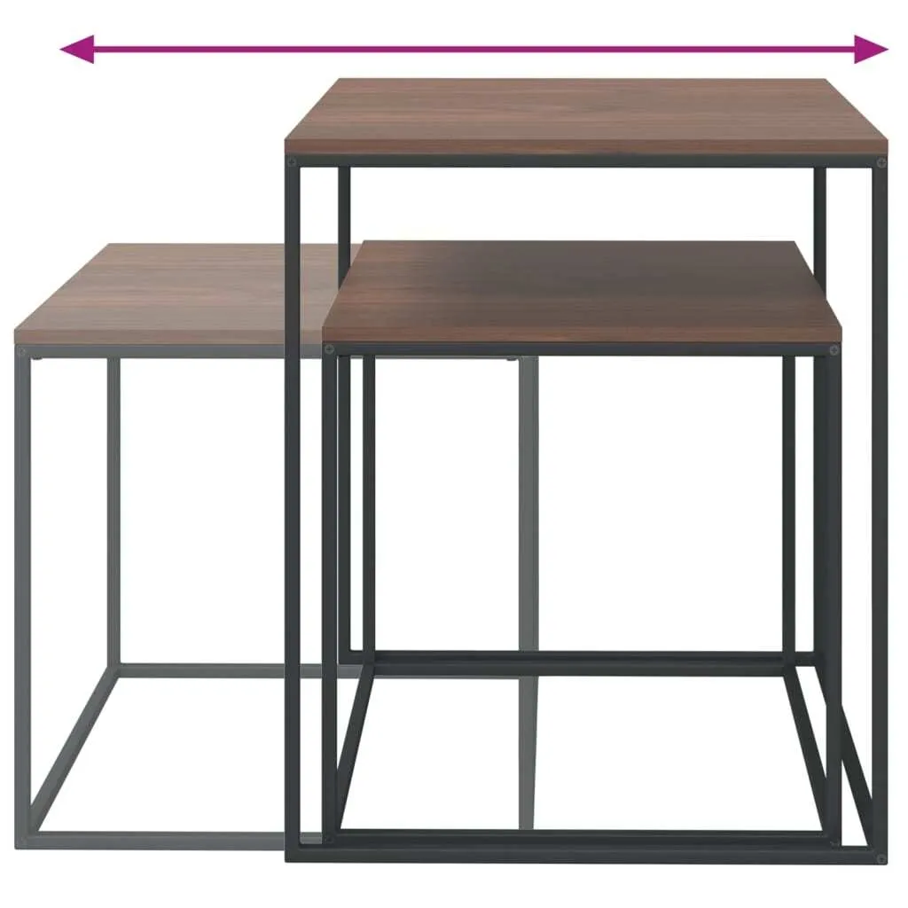 Tavolini Sovrapponibili Industrial 2 Pezzi - Arredo Salotto Moderno - 5