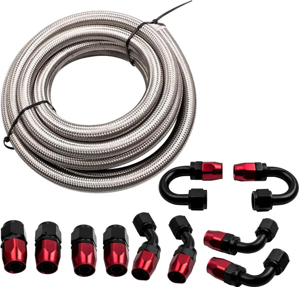 Tuyau de Carburant AN10 Flexible 5M Nylon Tressé et Raccords de Serrage