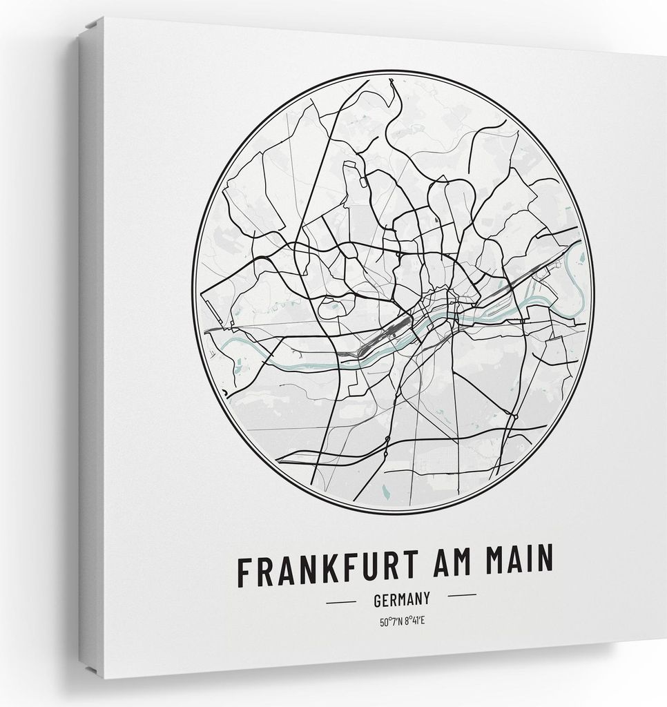 DEQORI Schlüsselkasten bedruckt 30x30 cm Weiß/R 'Stadtplan Frankfurt' Metall Box modern