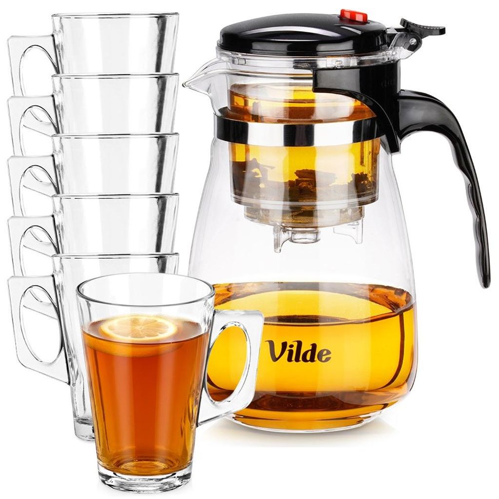 Vilde | Teekanne 960 ml - Glaskanne mit Sieb - 6 Gläser 255 Produktbild 