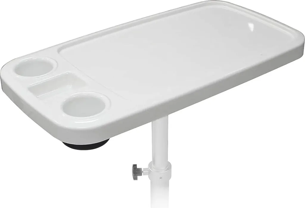 Table de bateau pour déjeuner en mer, plateau blanc avec porte-gobelet